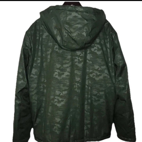 NWT Cole Haan Signature Hooded Camo Puffer Jacket Green XXL - Picture 8 of 8